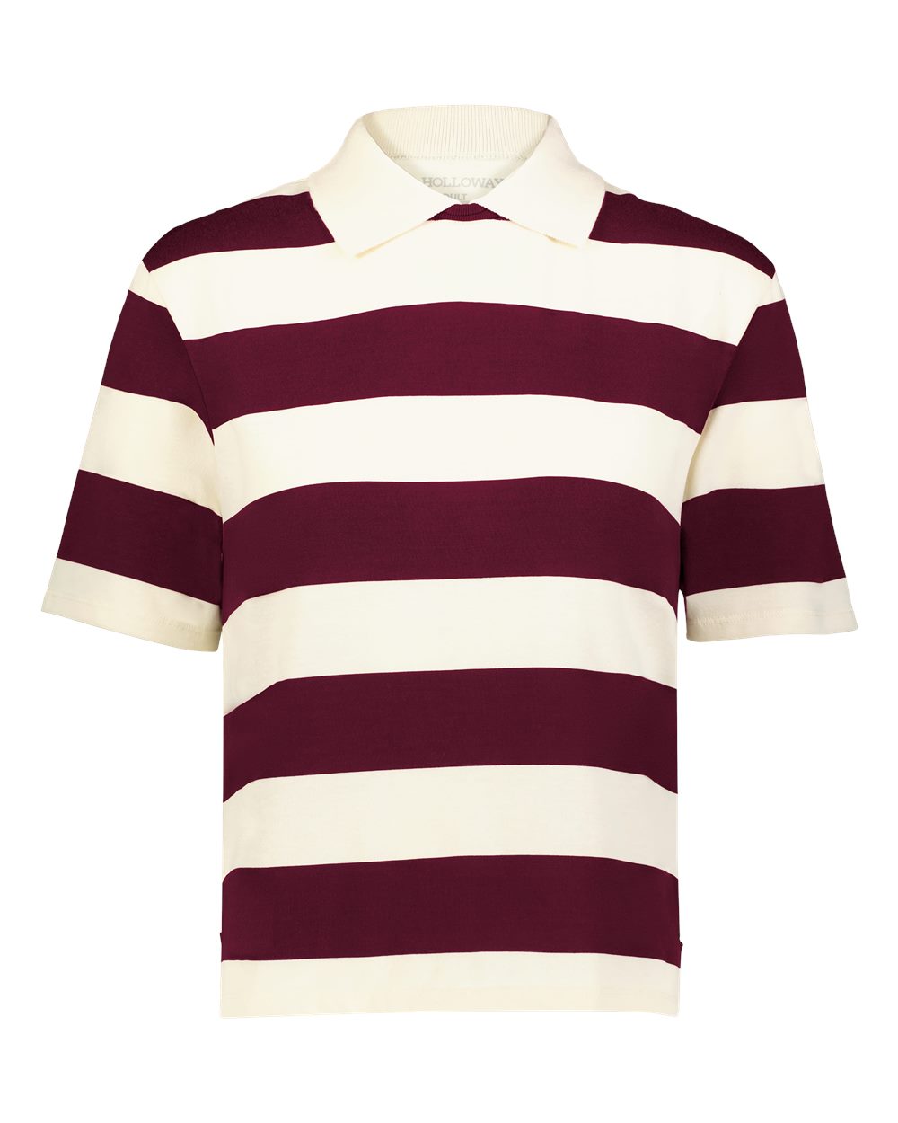 Holloway Women's Prep Street Rugby Crop T-Shirt. 226302 - Alabaster/ Vintage Maroon