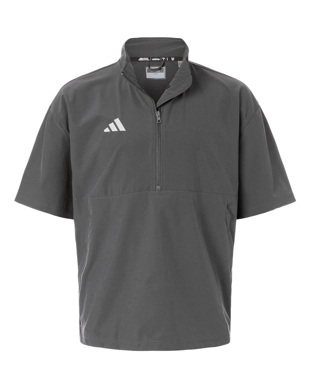 Adidas Men's Short Sleeve Quarter-Zip Pullover. AT505 - Team Grey Four/ White