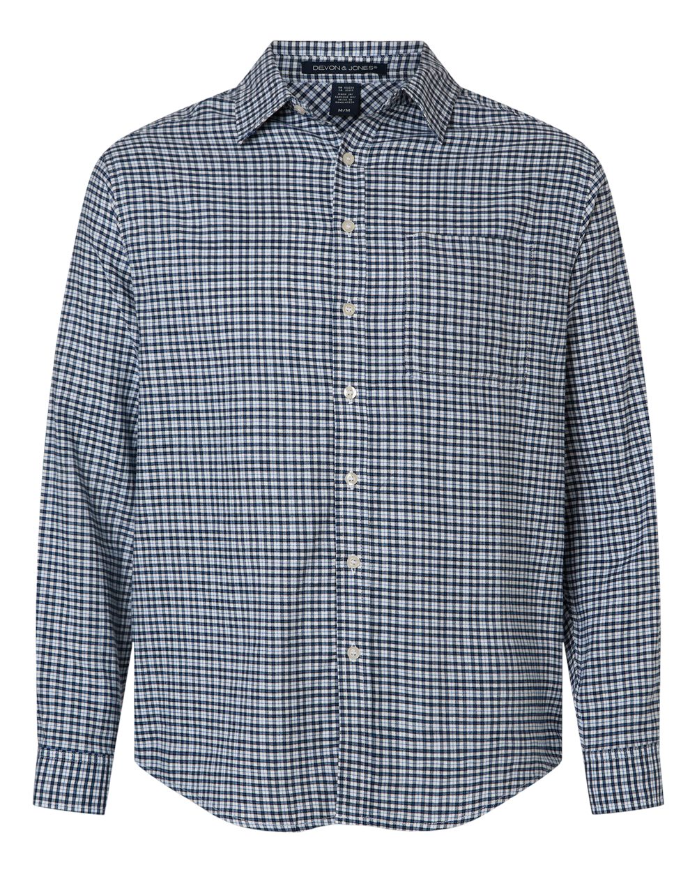 Devon & Jones Men's Concord Yarn-Dye Flannel Shirt. DG508 - Navy/ French Blue/ White