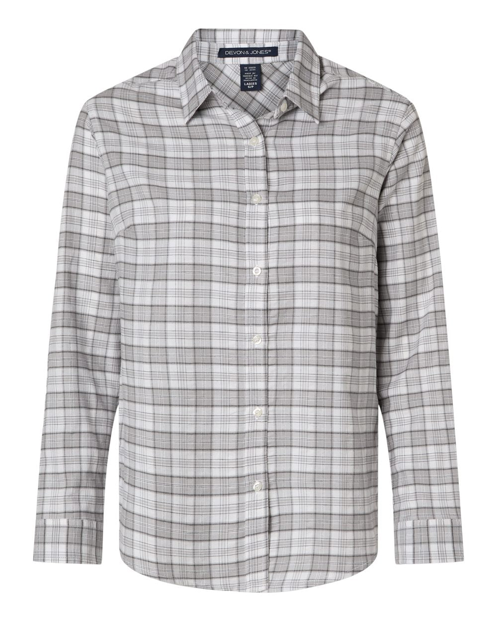 Devon & Jones Women's Concord Yarn-Dye Flannel Shirt. DG508W - Graphite/ Grey/ White