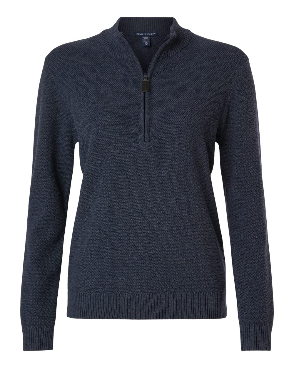 Devon & Jones Women's Hartland Textured Quarter Zip Sweater. DG450W - Navy Melange