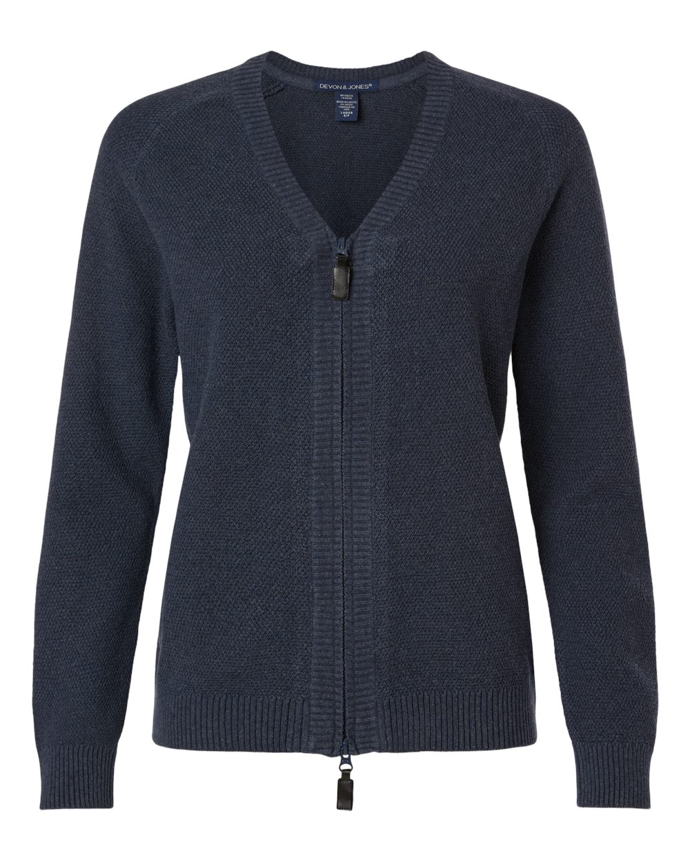 Devon & Jones Women's Hartland Textured Full Zip Sweater. DG451W - Navy Melange
