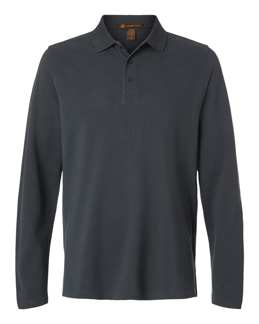 Harriton Men's Valiant Cotton Snag Protect Long-Sleeve Polo. M205L - Dark Charcoal