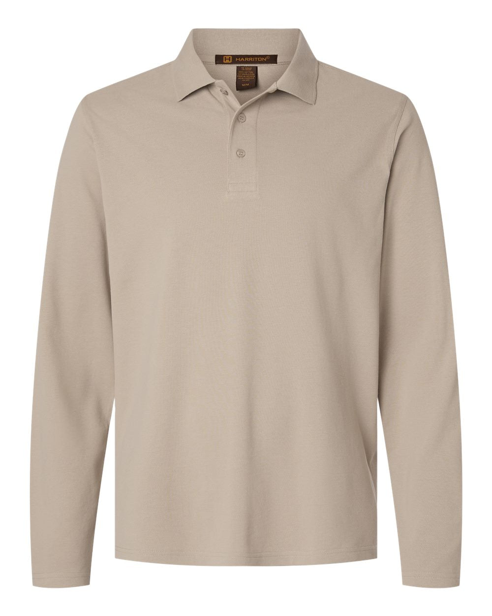 Harriton Men's Valiant Cotton Snag Protect Long-Sleeve Polo. M205L - Khaki