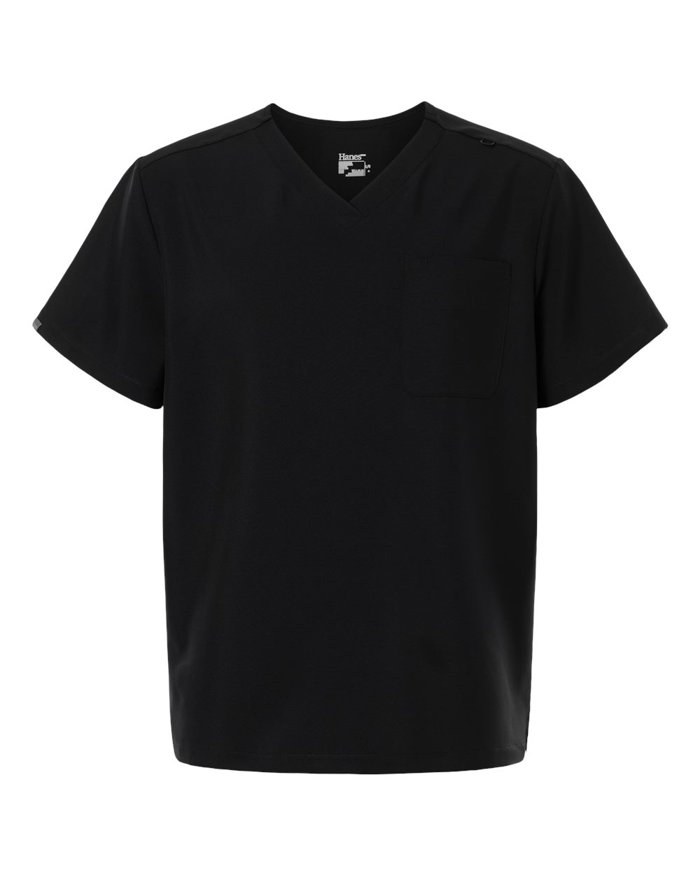 Hanes Men's V-Neck 1 Pocket Scrub Top. HMB000 - Black