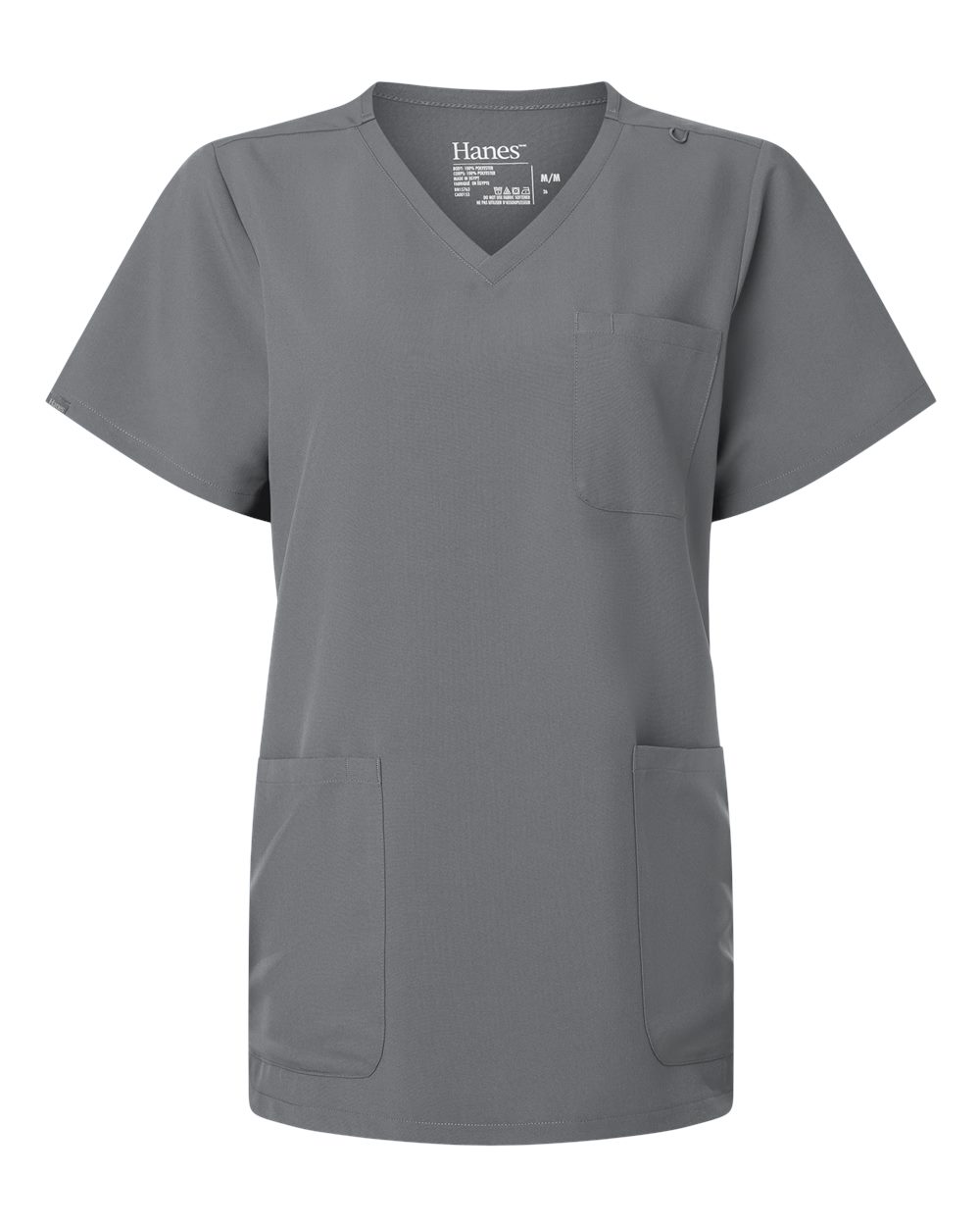 Hanes Women's V-Neck 3 Pocket Scrub Top. HSB002 - Grey