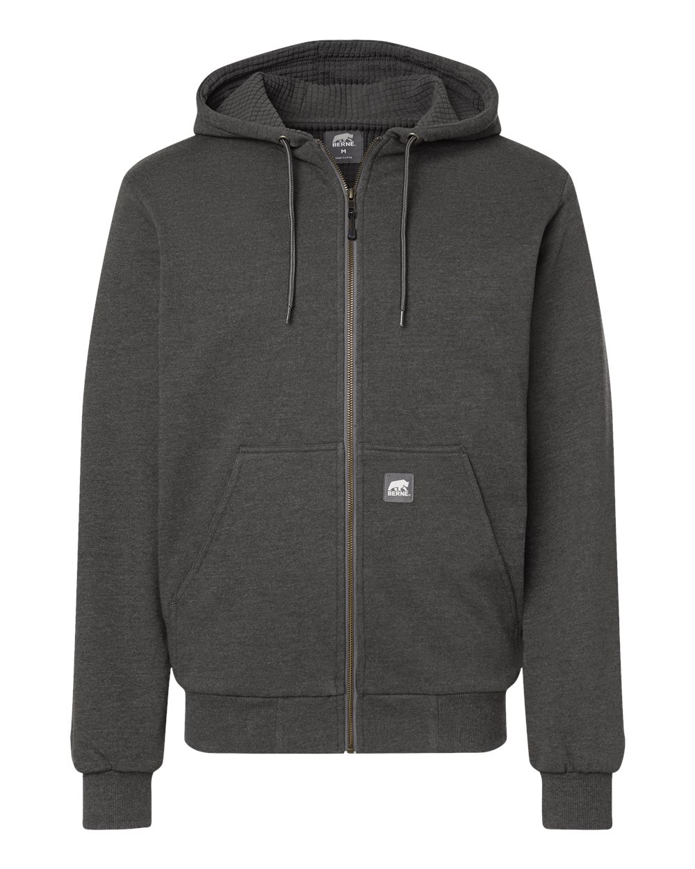 Berne Apparel Men's Heritage Grid Fleece-Lined Full-Zip Hooded Sweatshirt. SZ107 - Graphite