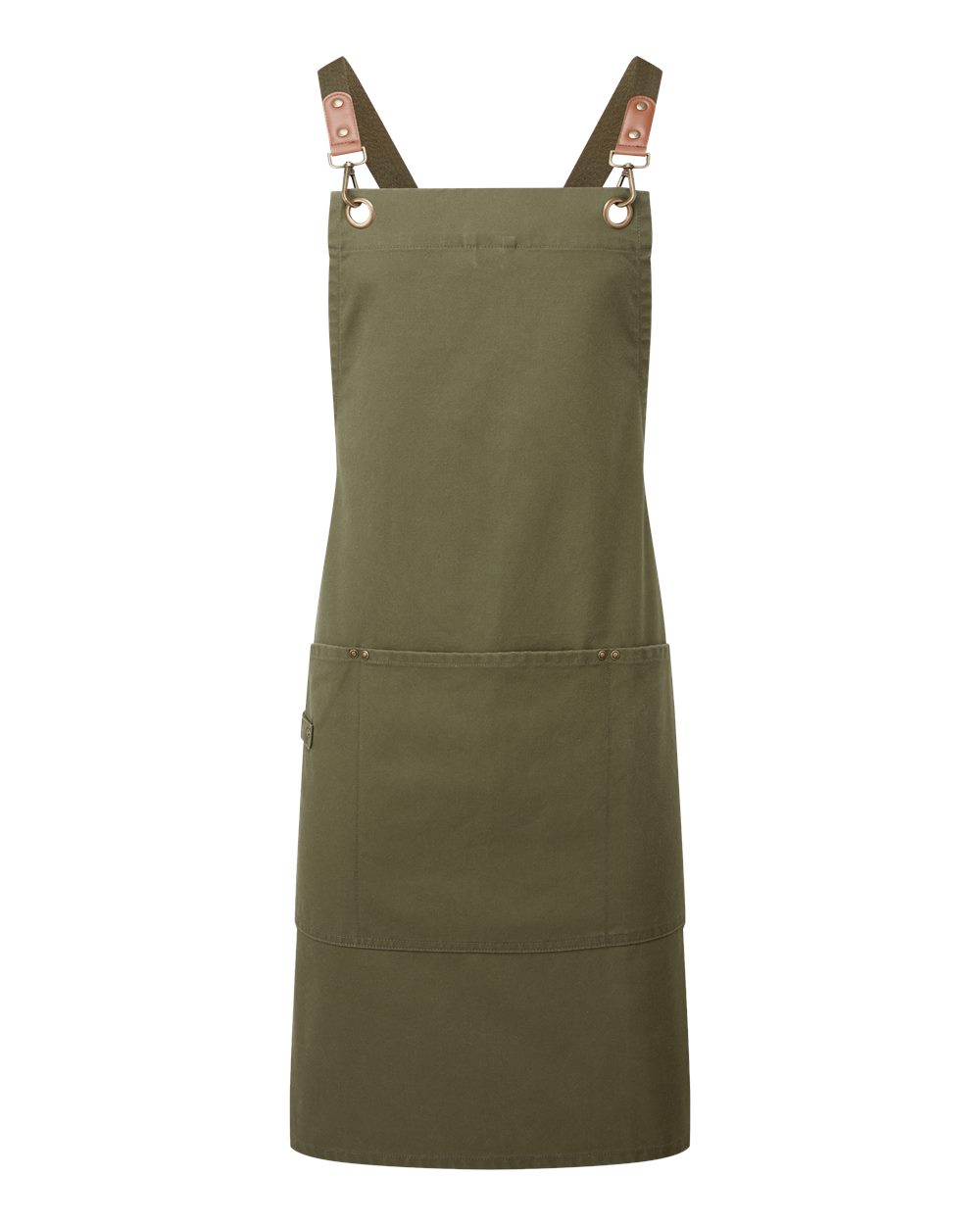 Artisan Collection by Reprime Unisex Clip & Clasp Cross-Back Bib Apron. RP182 - Olive
