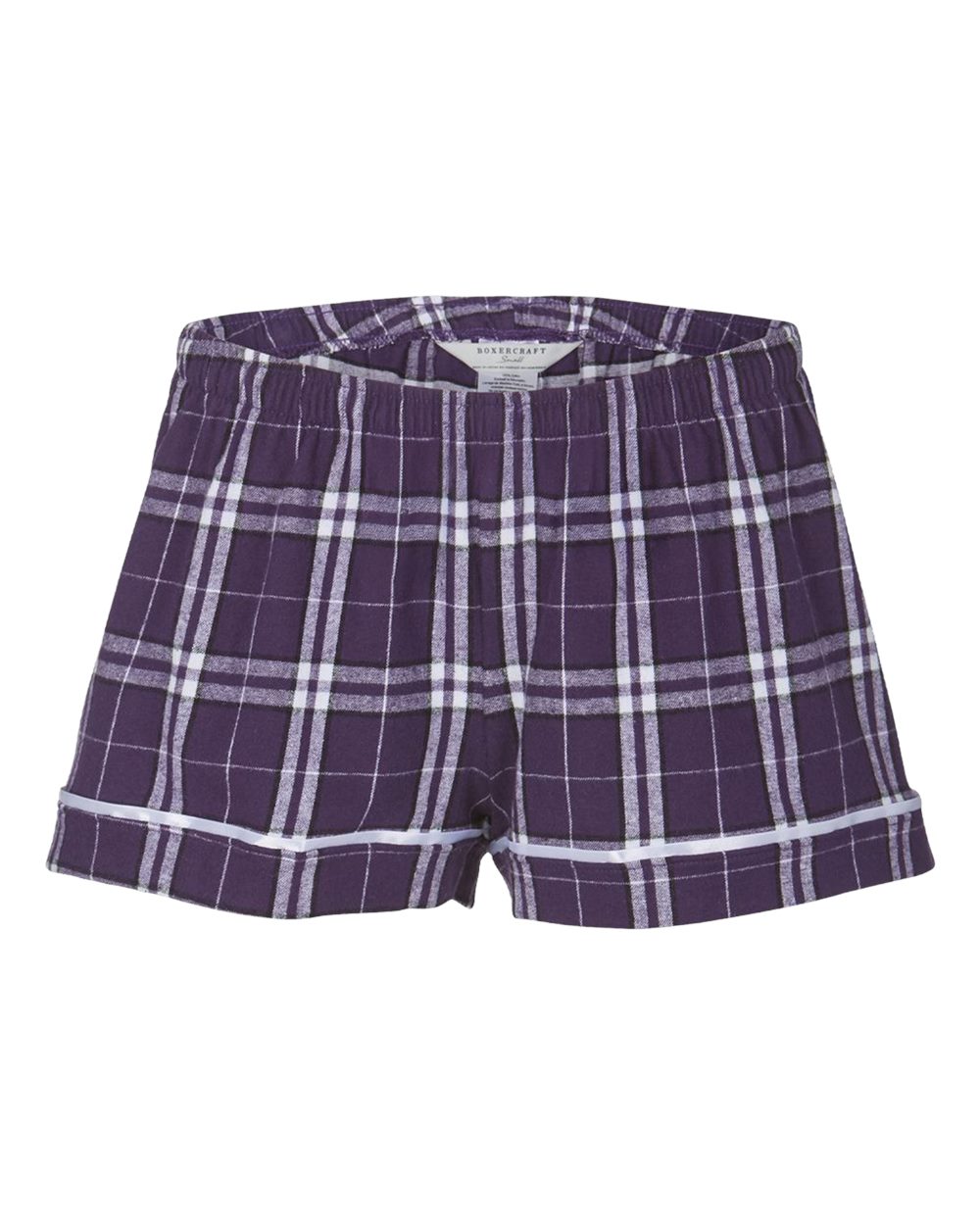 Boxercraft Youth Flannel Shorts. BY6501 - Purple/ White Plaid