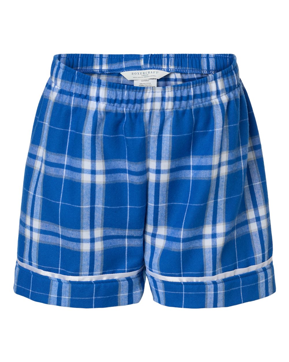 Boxercraft Youth Flannel Shorts. BY6501 - Royal/ Silver Plaid