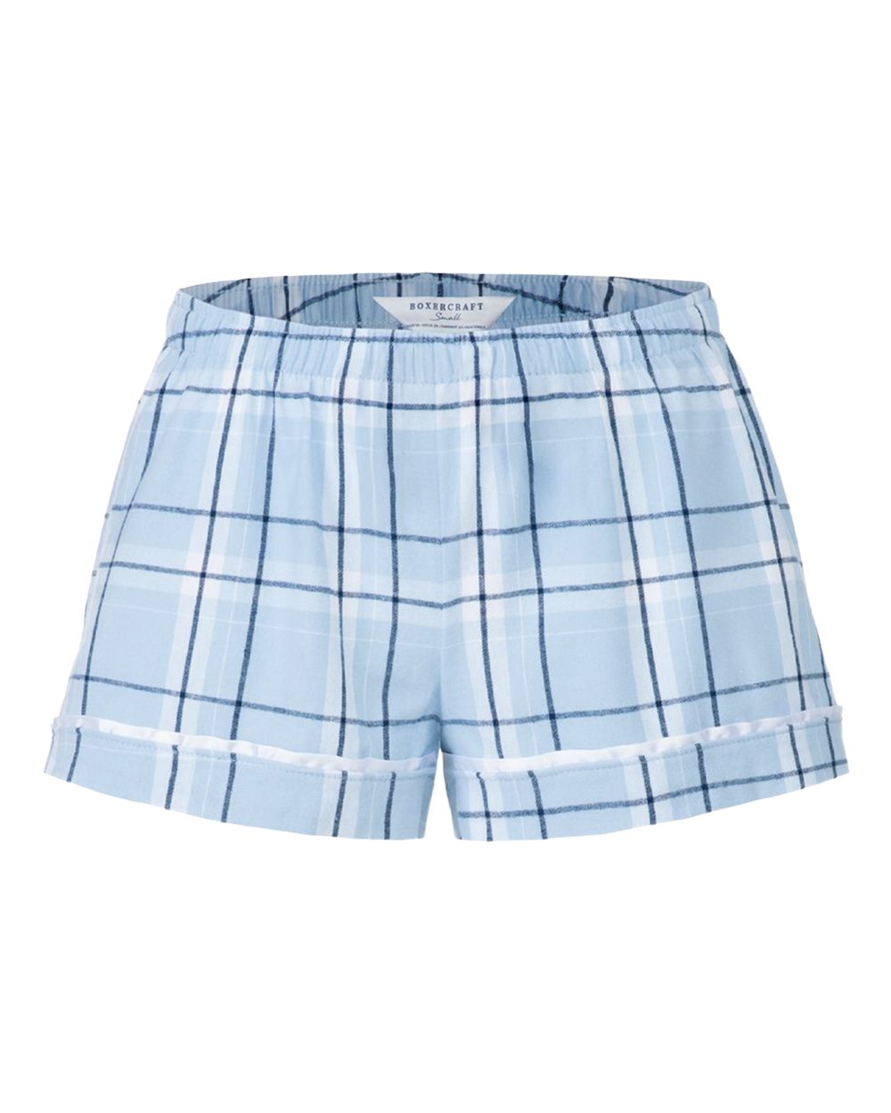 Boxercraft Youth Flannel Shorts. BY6501 - Sky Blue Carnegie Plaid