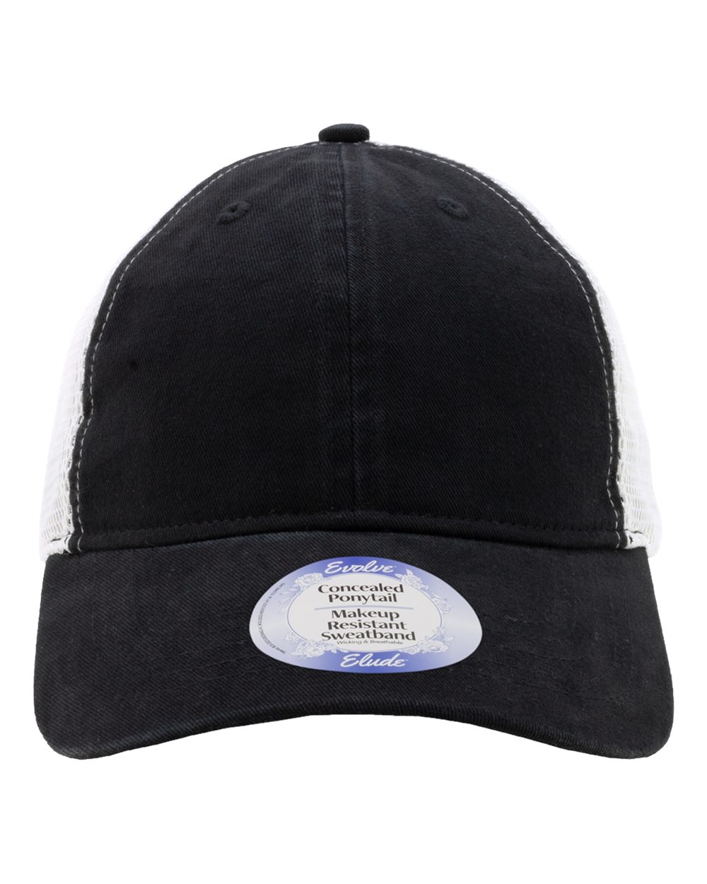 Infinity Her Women's Peached Twill Mesh Back Cap. ANNIE - Black/ White