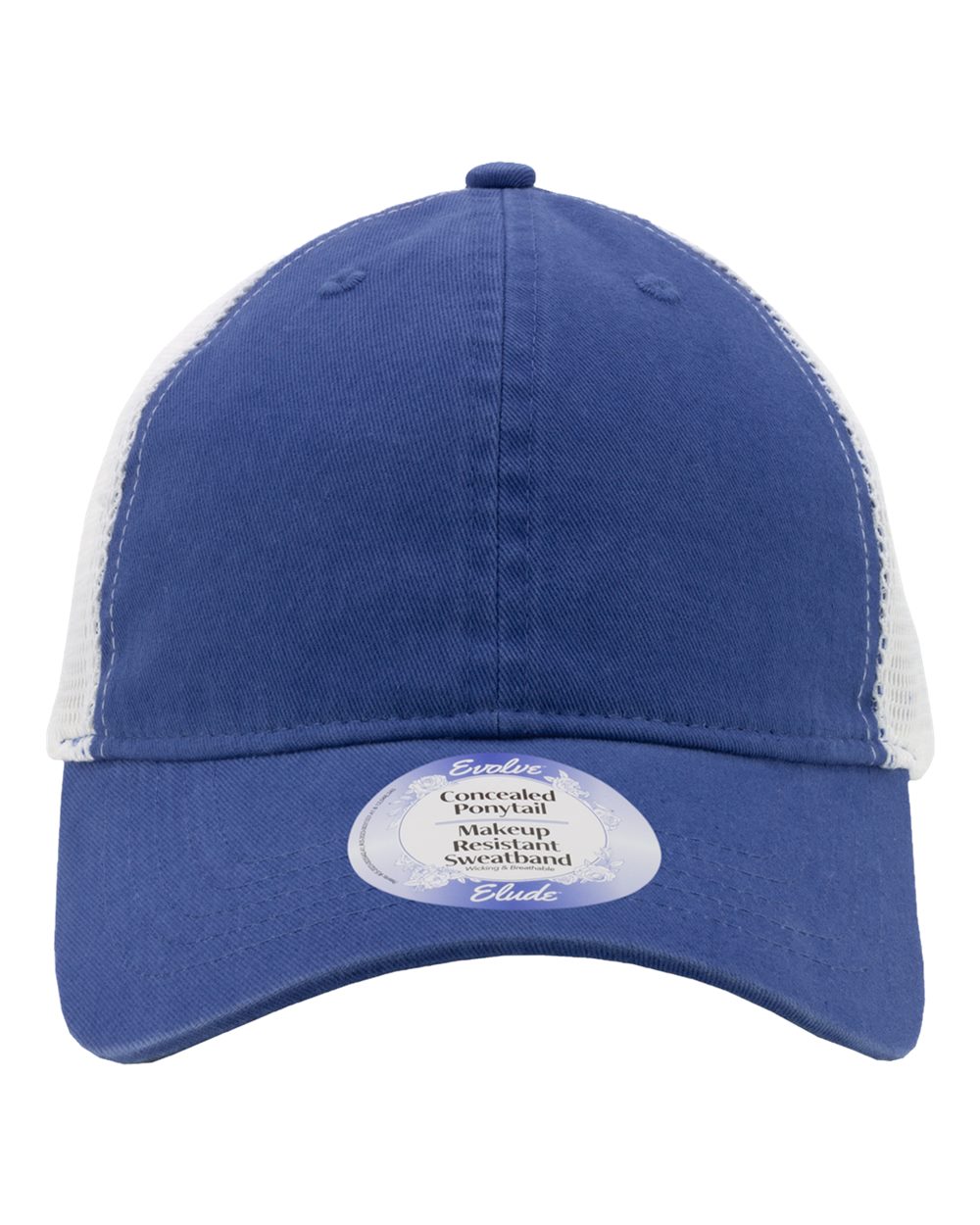 Infinity Her Women's Peached Twill Mesh Back Cap. ANNIE - Sapphire/ White