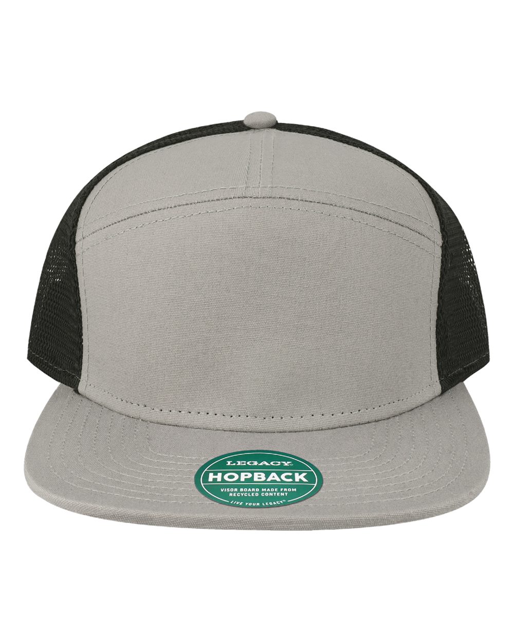 LEGACY Hopback Seven-Panel Trucker Cap. H7FB - Light Grey/ Black
