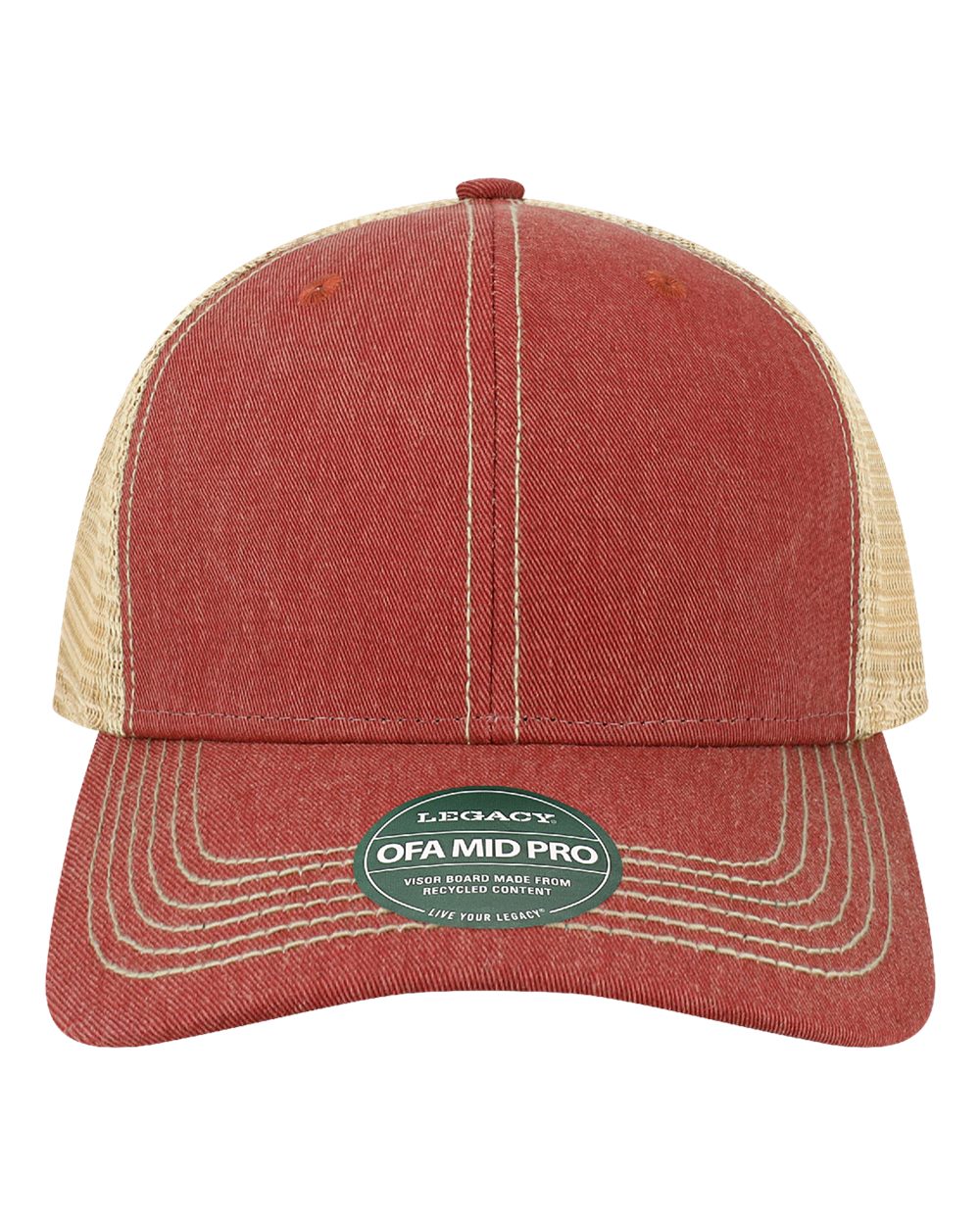 LEGACY Old Favorite Mid Pro Trucker Cap. OFMPS - Cardinal/ Khaki