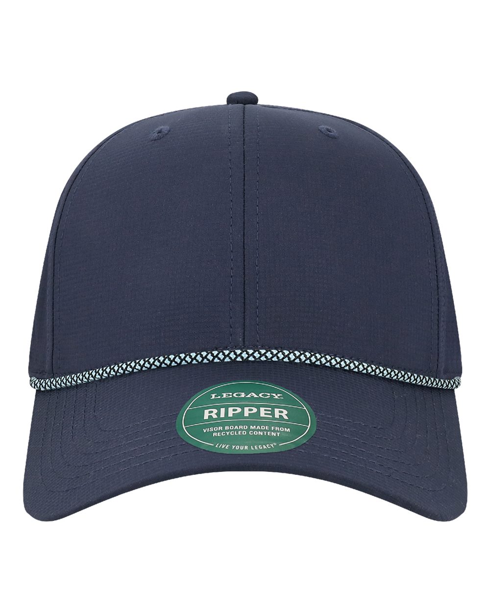 LEGACY Six-Panel Ripstop Rope Cap. RIPPER - Navy/ Crystal Blue
