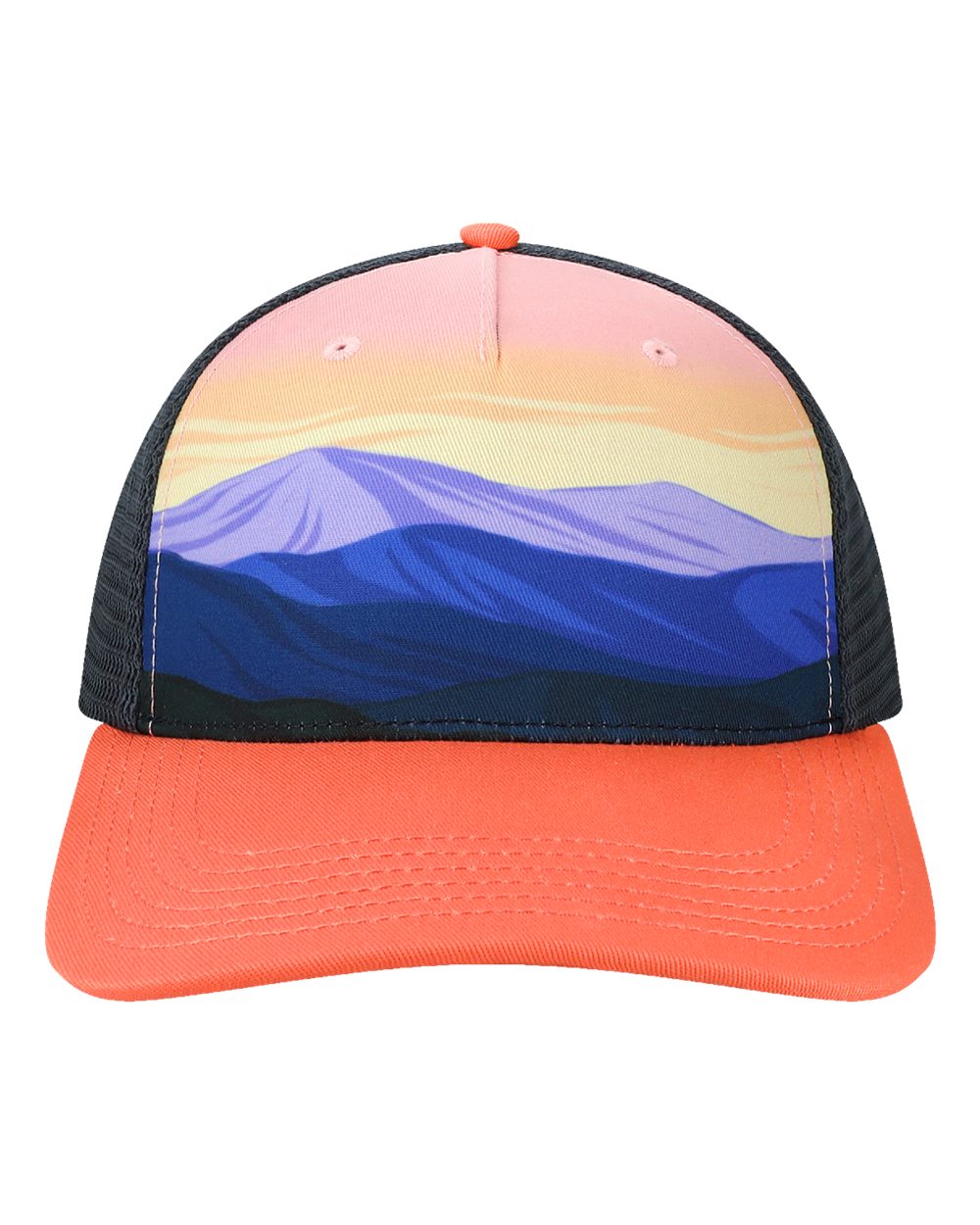 LOCALE Printed Five-Panel Trucker Cap. 5PTKR - Trail Magic/ Grey