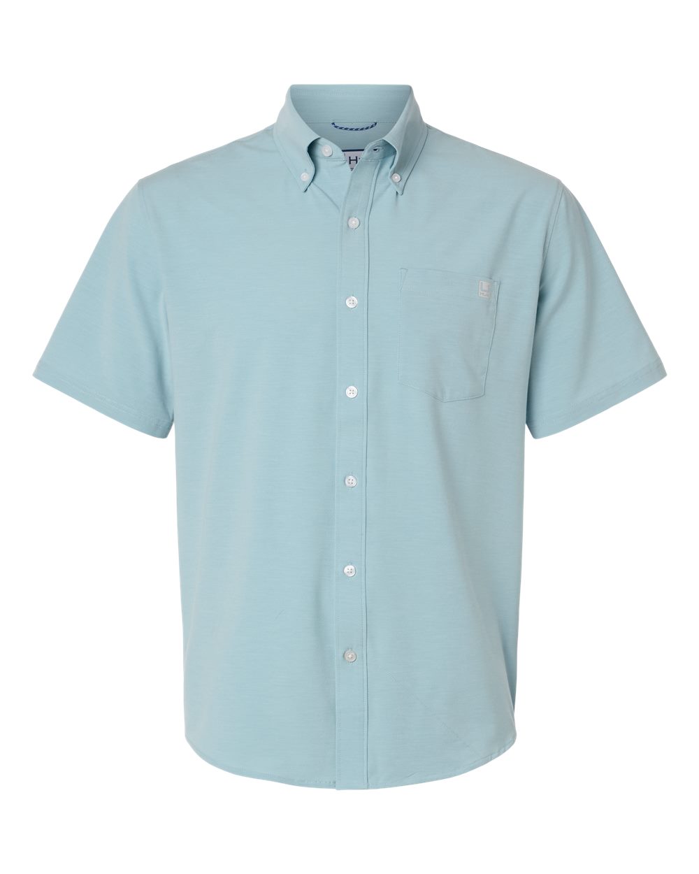 HUK Men's Kona Short Sleeve Solid Shirt. H150154 - Reefline Heather