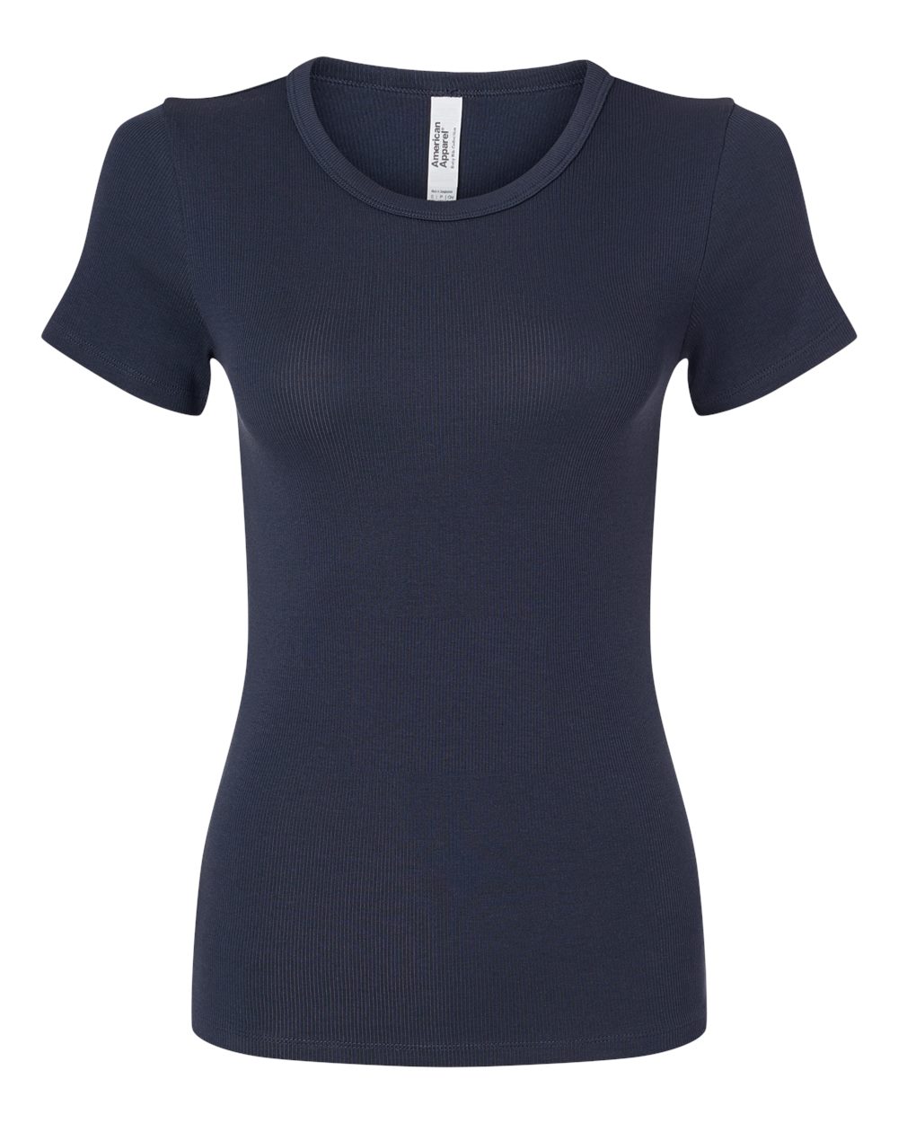 American Apparel Women's Baby Rib Fitted Tee. BR2102 - Navy