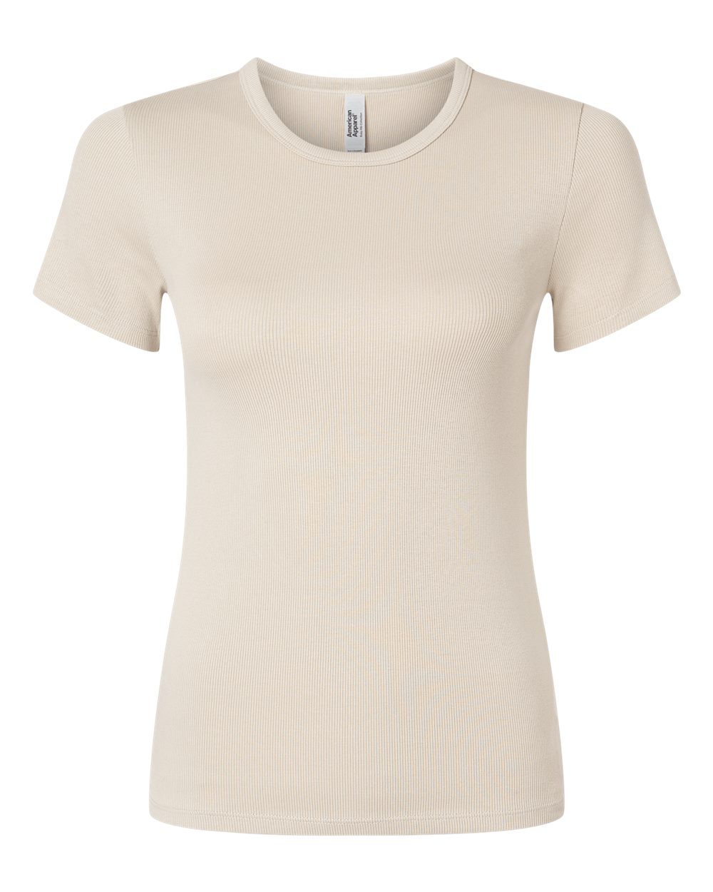 American Apparel Women's Baby Rib Fitted Tee. BR2102 - Bone