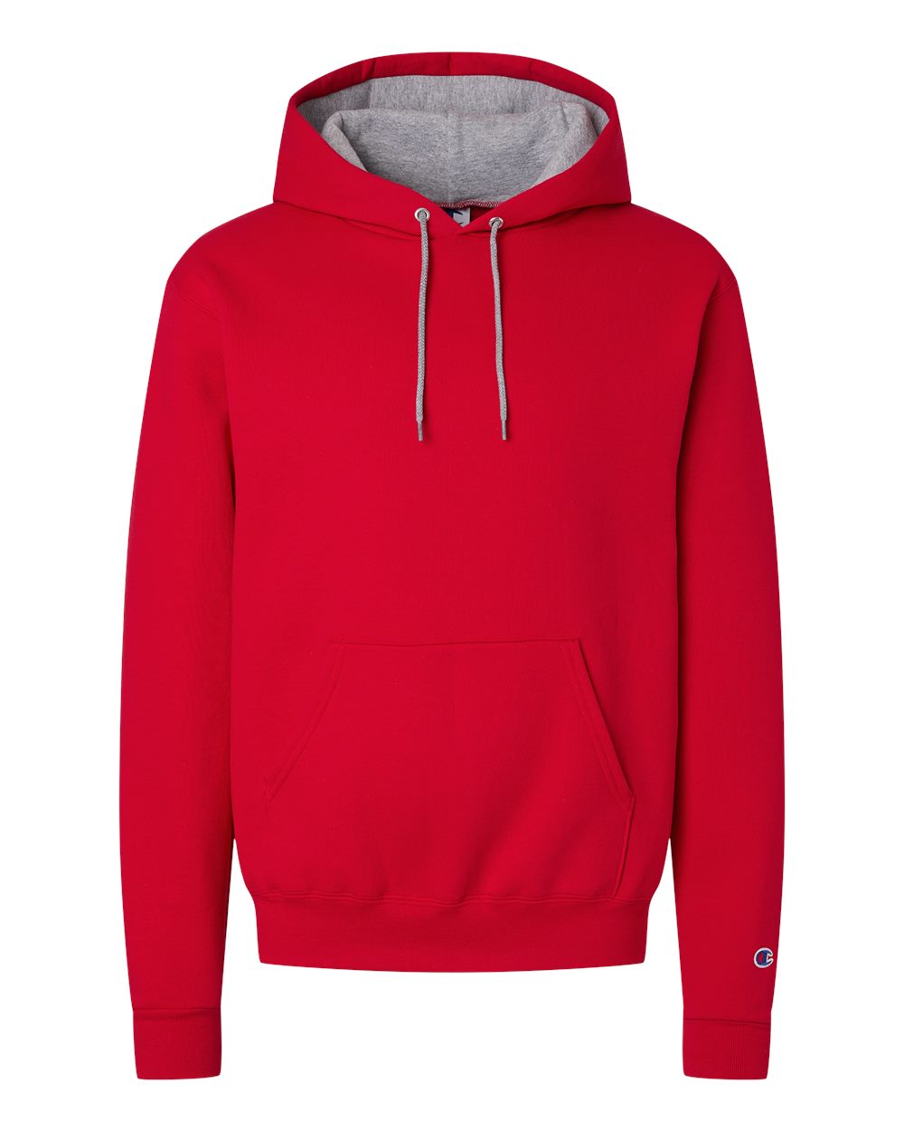 Champion Unisex Powerblend® Contrast Color Hooded Sweatshirt. S7CB0 - Scarlet/ Light Steel