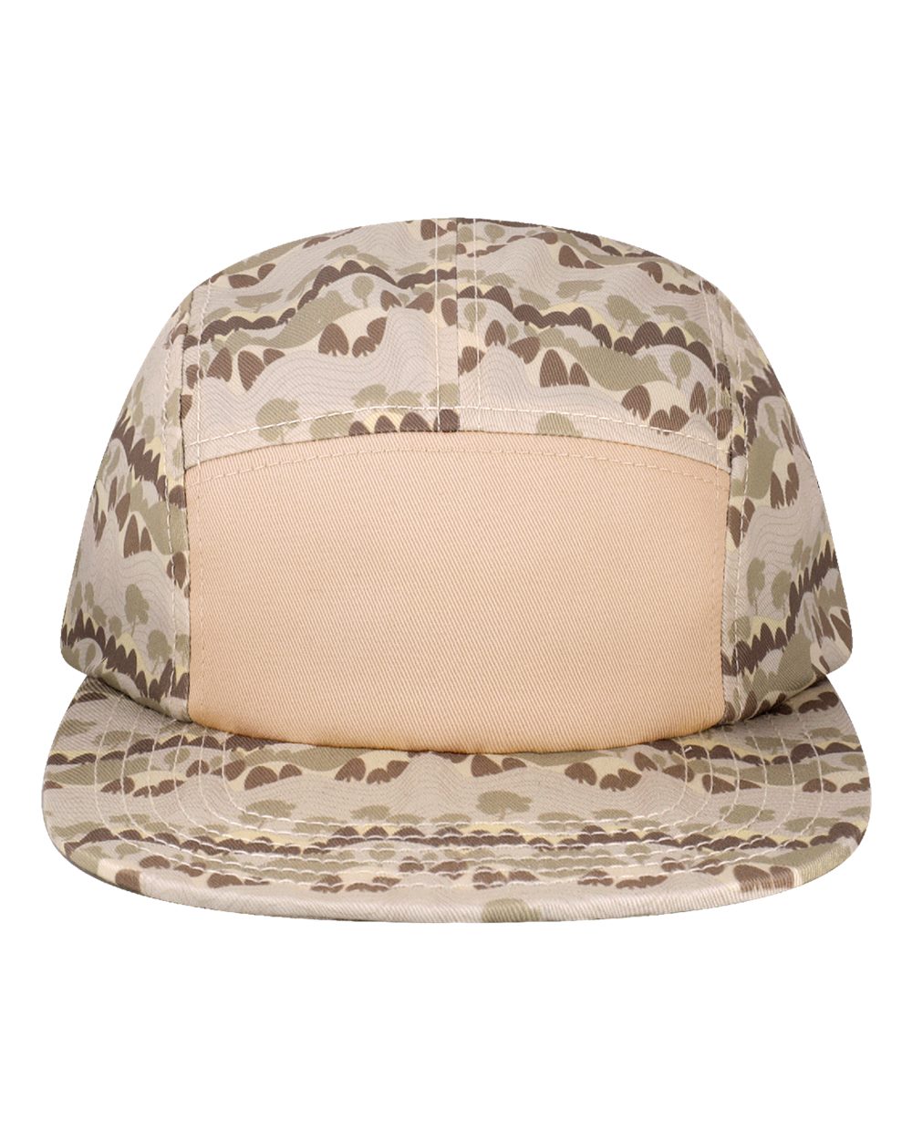 LOCALE Five-Panel Camper Hat. CAMPER - Beige Wavy Trees