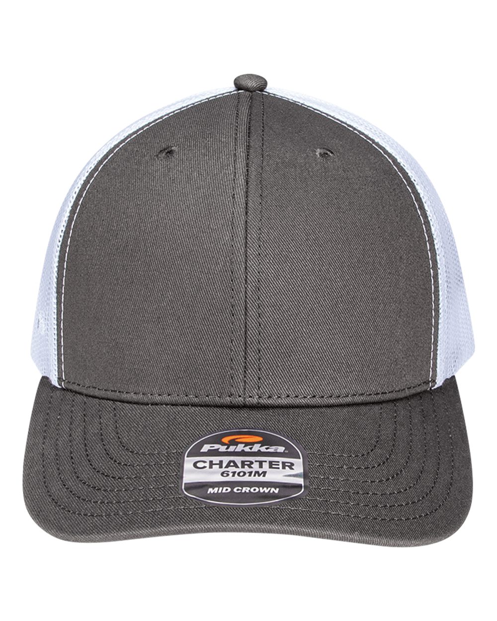 Pukka Charter Six-Panel Cap. 6101M - Charcoal/ White