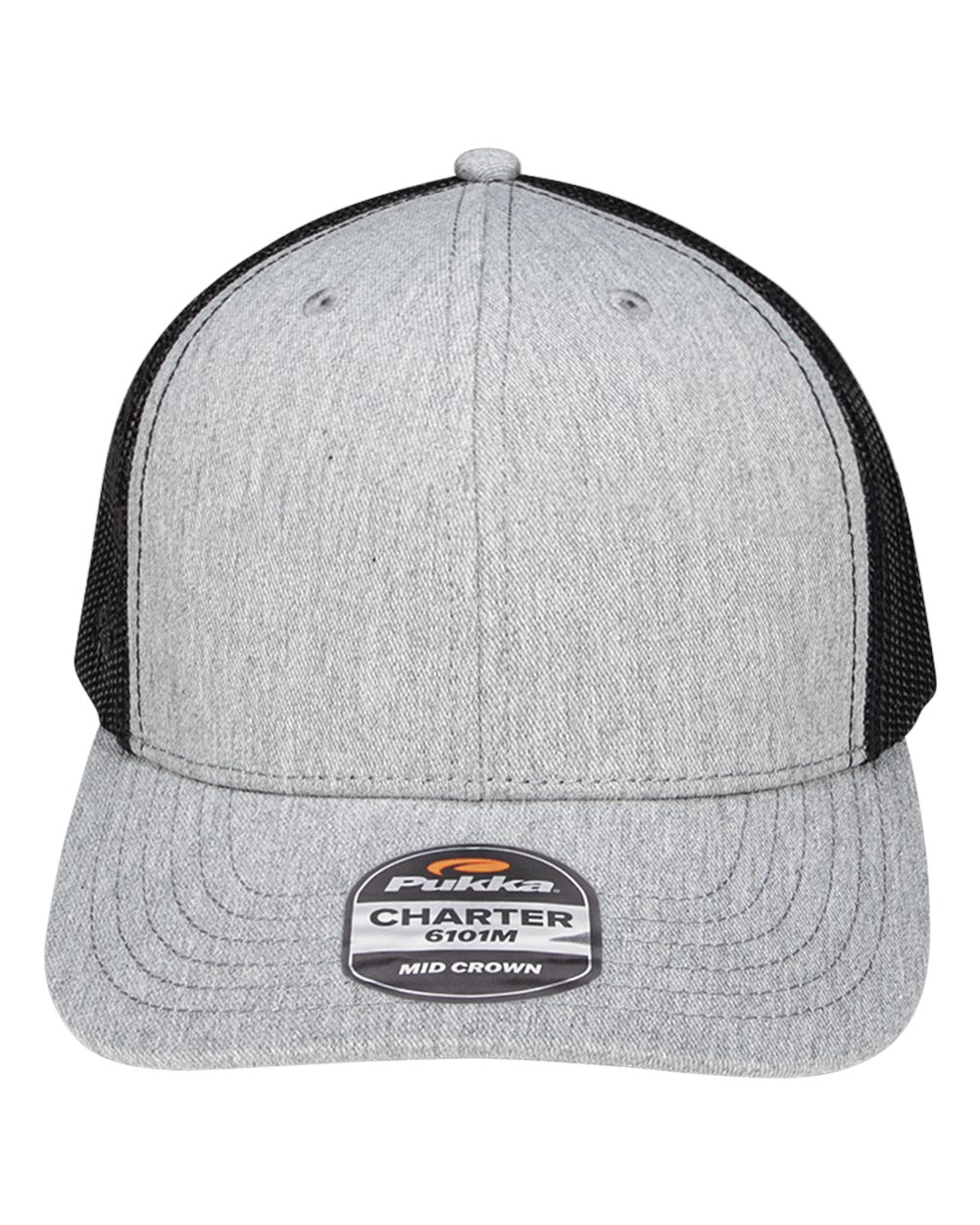 Pukka Charter Six-Panel Cap. 6101M - Grey Heather/ Black