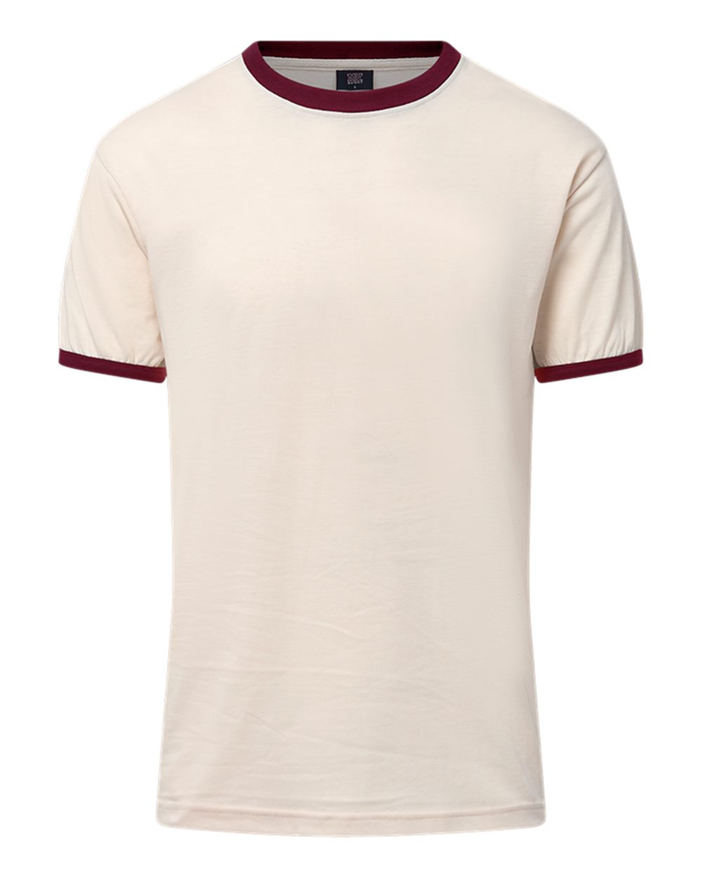 MV Sport Men's Jackie Ringer T-Shirt. 26425 - Vintage White/ Maroon