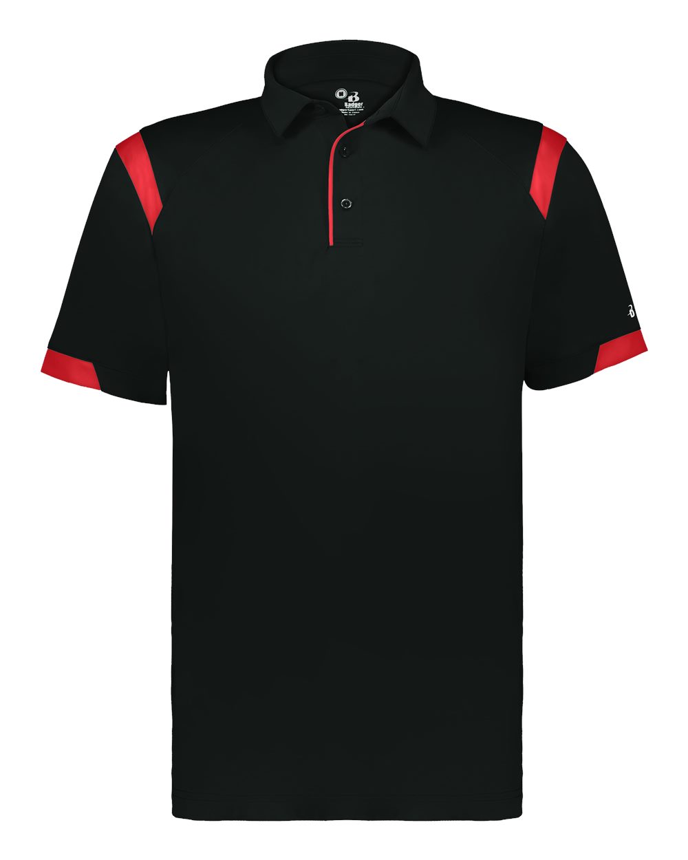 Badger Unisex On the Rise Polo. 3350 - Black/ Red