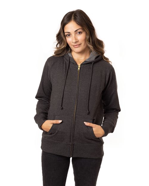 econscious Women's Heathered Full-Zip Hooded Sweatshirt. EC4580