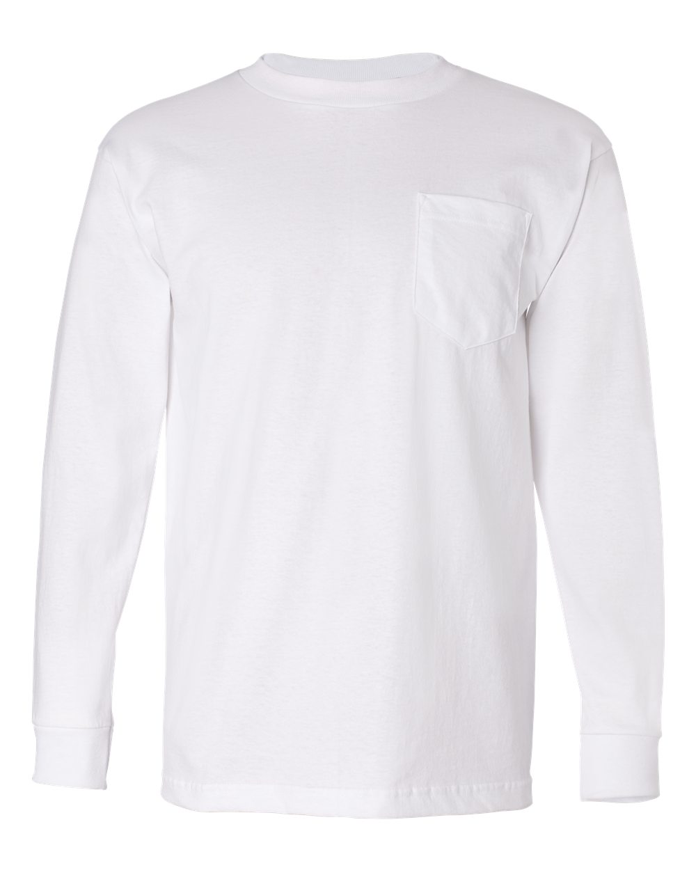 Bayside Unisex USA-Made Long Sleeve Pocket T-Shirt. 8100 - White