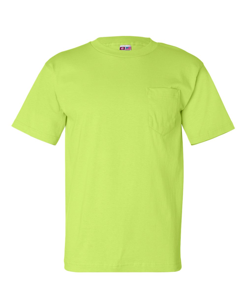 Bayside Unisex USA-Made Pocket T-Shirt. 7100 - Lime Green