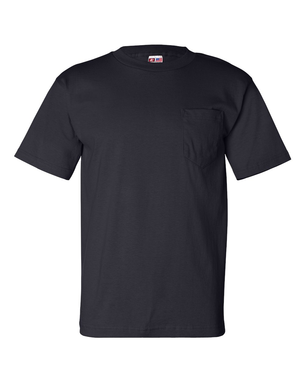 Bayside Unisex USA-Made Pocket T-Shirt. 7100 - Navy