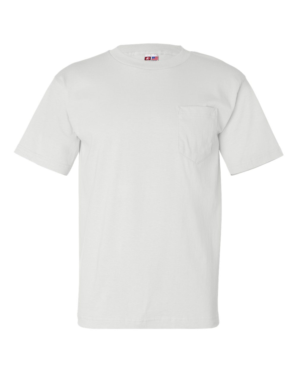 Bayside Unisex USA-Made Pocket T-Shirt. 7100 - White