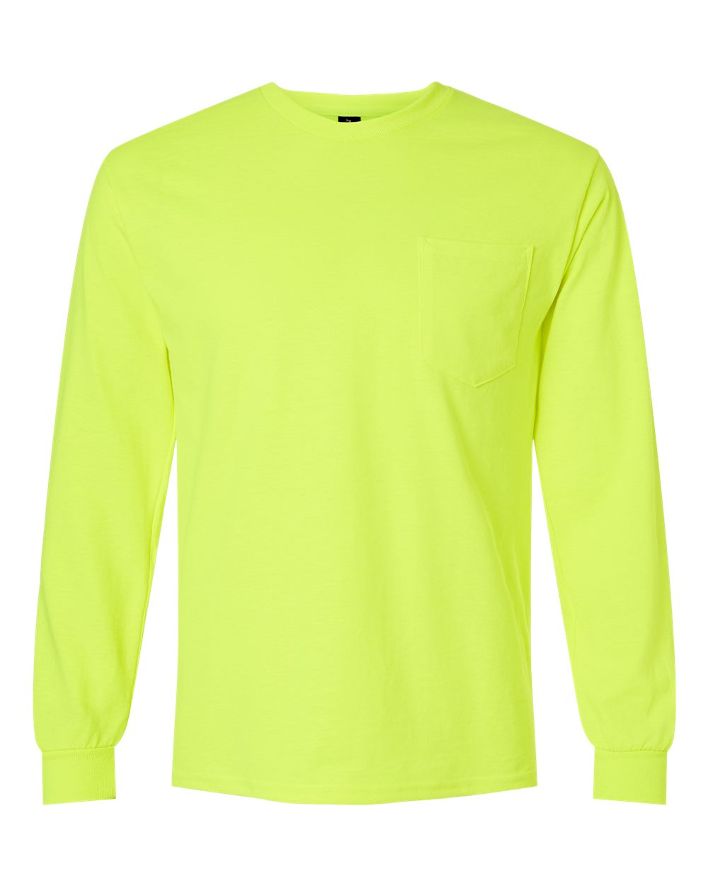 Gildan Unisex Ultra Cotton® Long Sleeve Pocket T-Shirt. 2410 - Safety Green