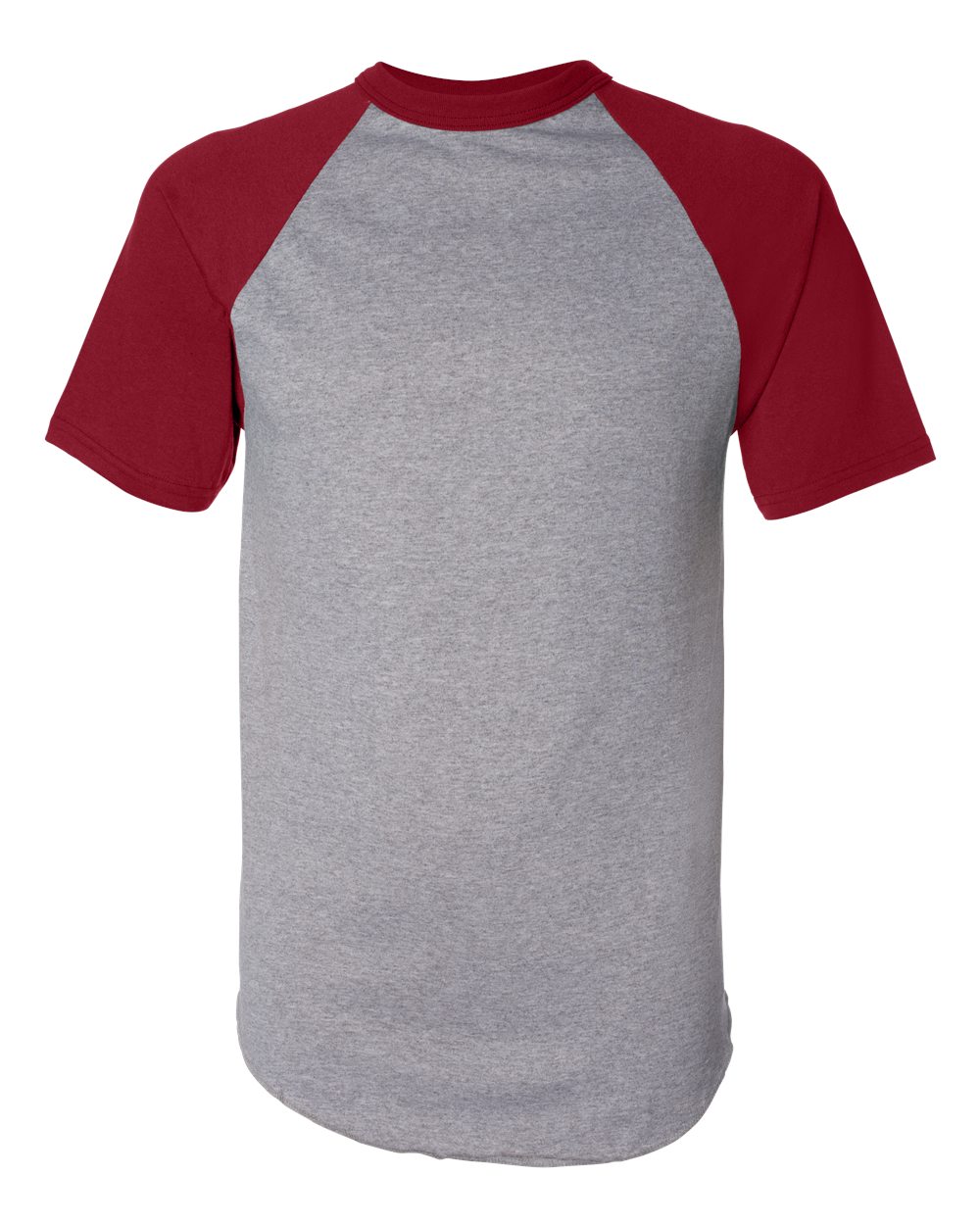 Augusta Sportswear Unisex Raglan Baseball Jersey. 423 - Athletic Heather/ Red