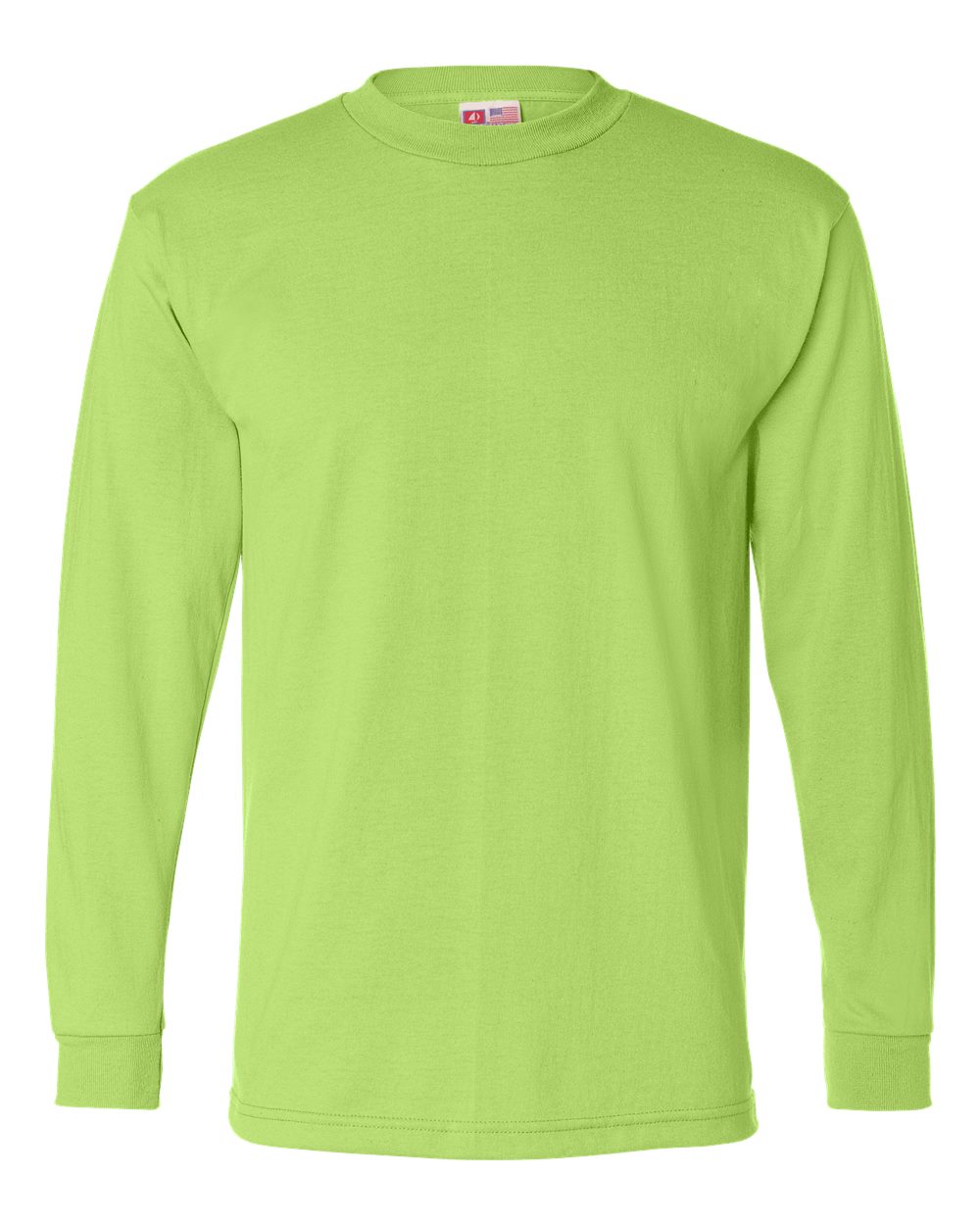 Bayside Men's USA-Made 50/50 Long Sleeve T-Shirt. 1715 - Safety Green