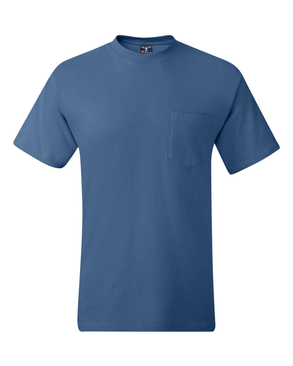 Hanes Unisex Beefy-T® Pocket T-Shirt. 5190 - Denim Blue