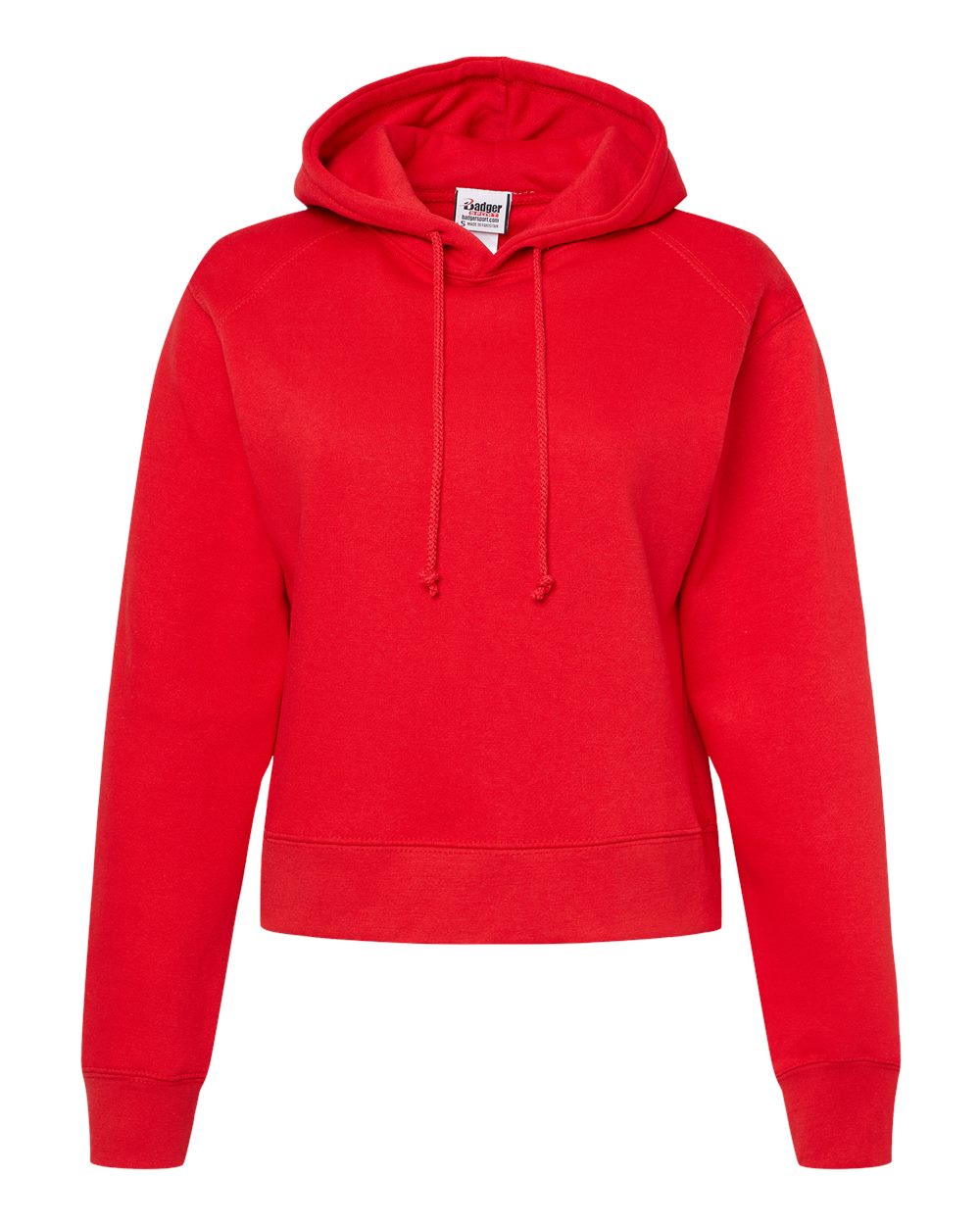 Badger Women's Crop Hooded Sweatshirt. 1261 - Red