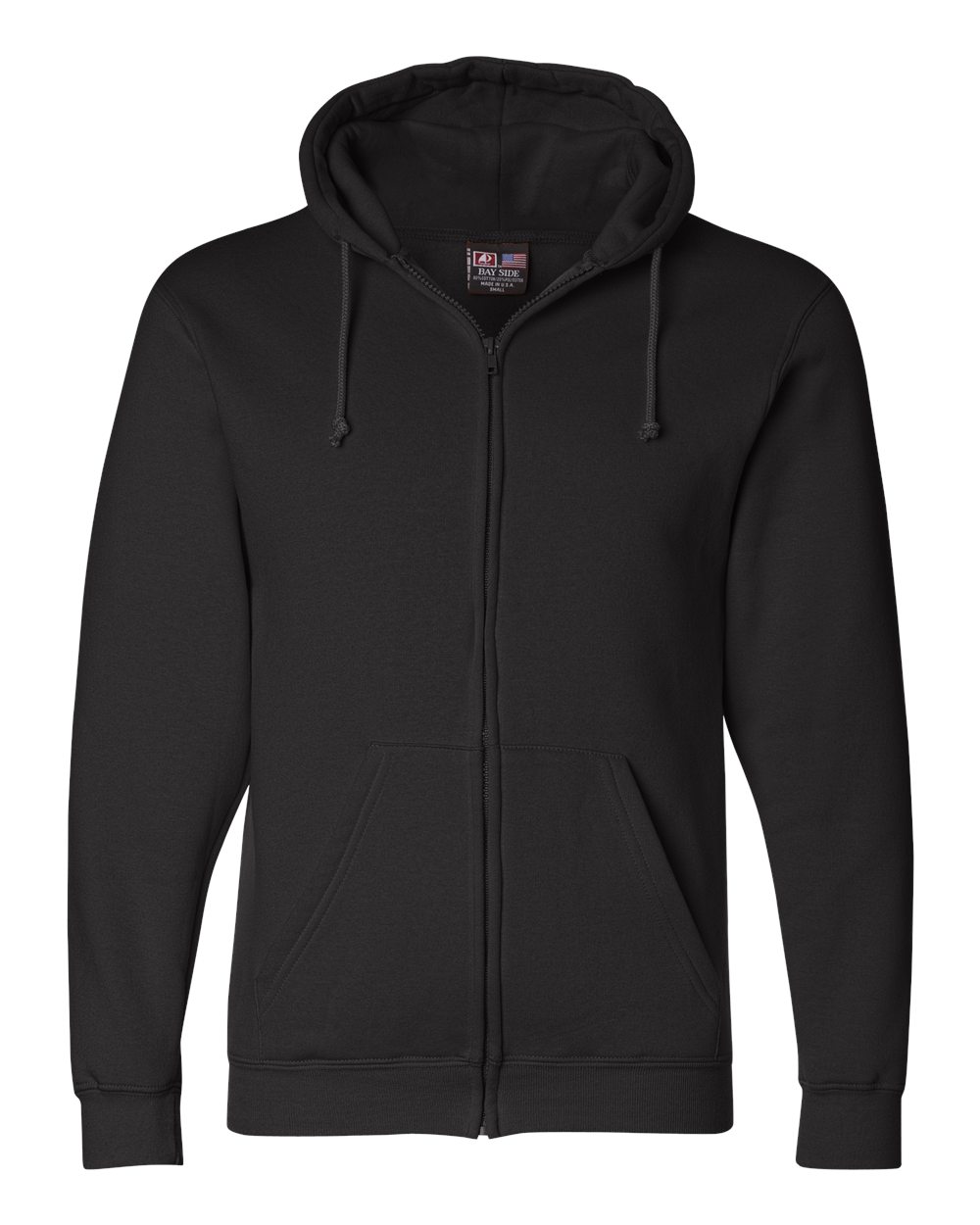 Bayside Unisex USA-Made Full-Zip Hooded Sweatshirt. 900 - Black