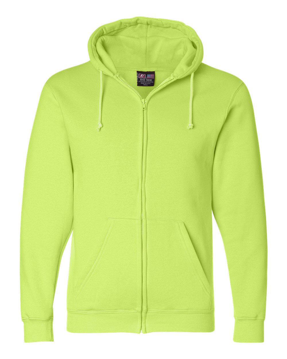 Bayside Unisex USA-Made Full-Zip Hooded Sweatshirt. 900 - Lime Green