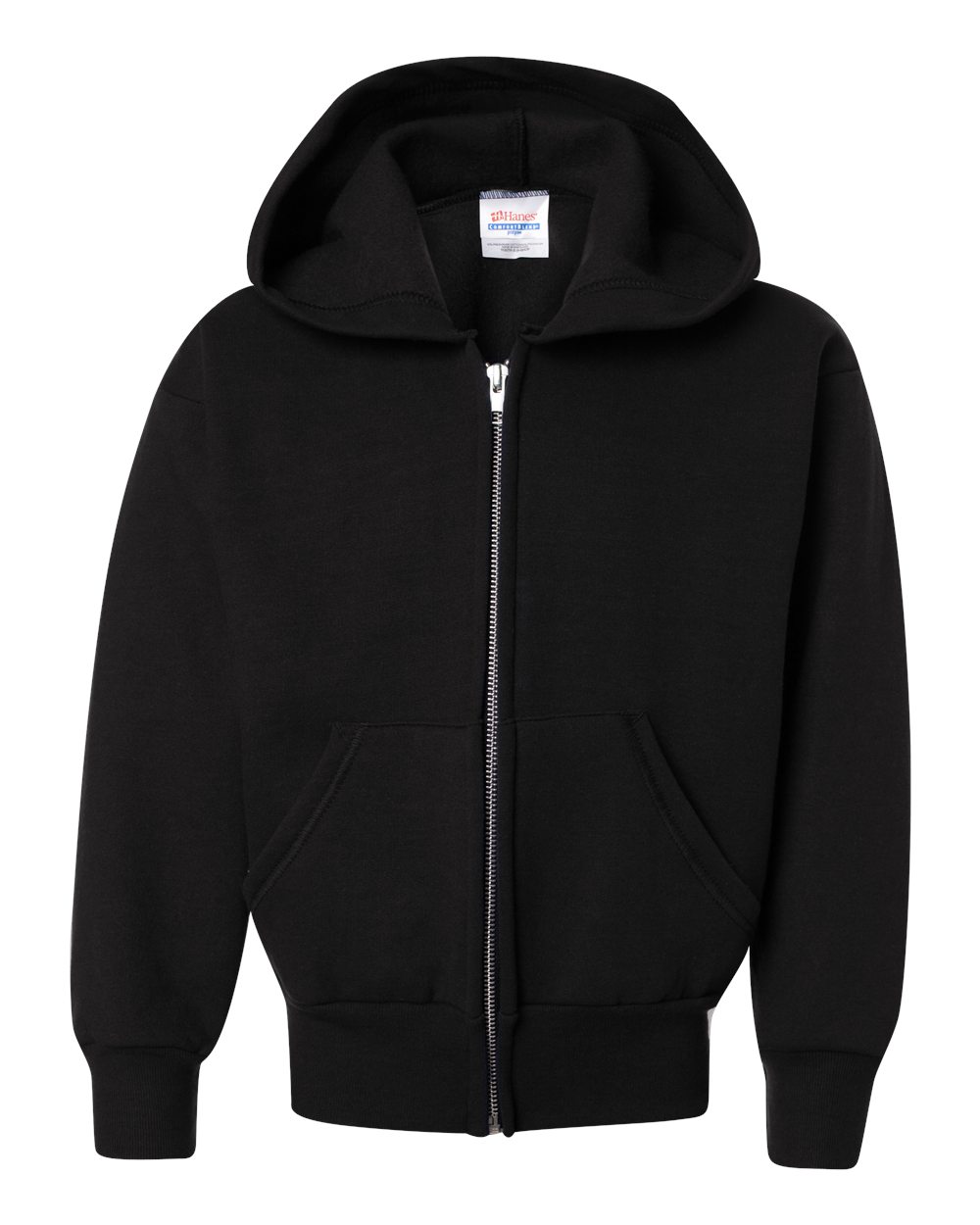 Hanes Youth EcoSmart® Full-Zip Hooded Sweatshirt. P480 - Black