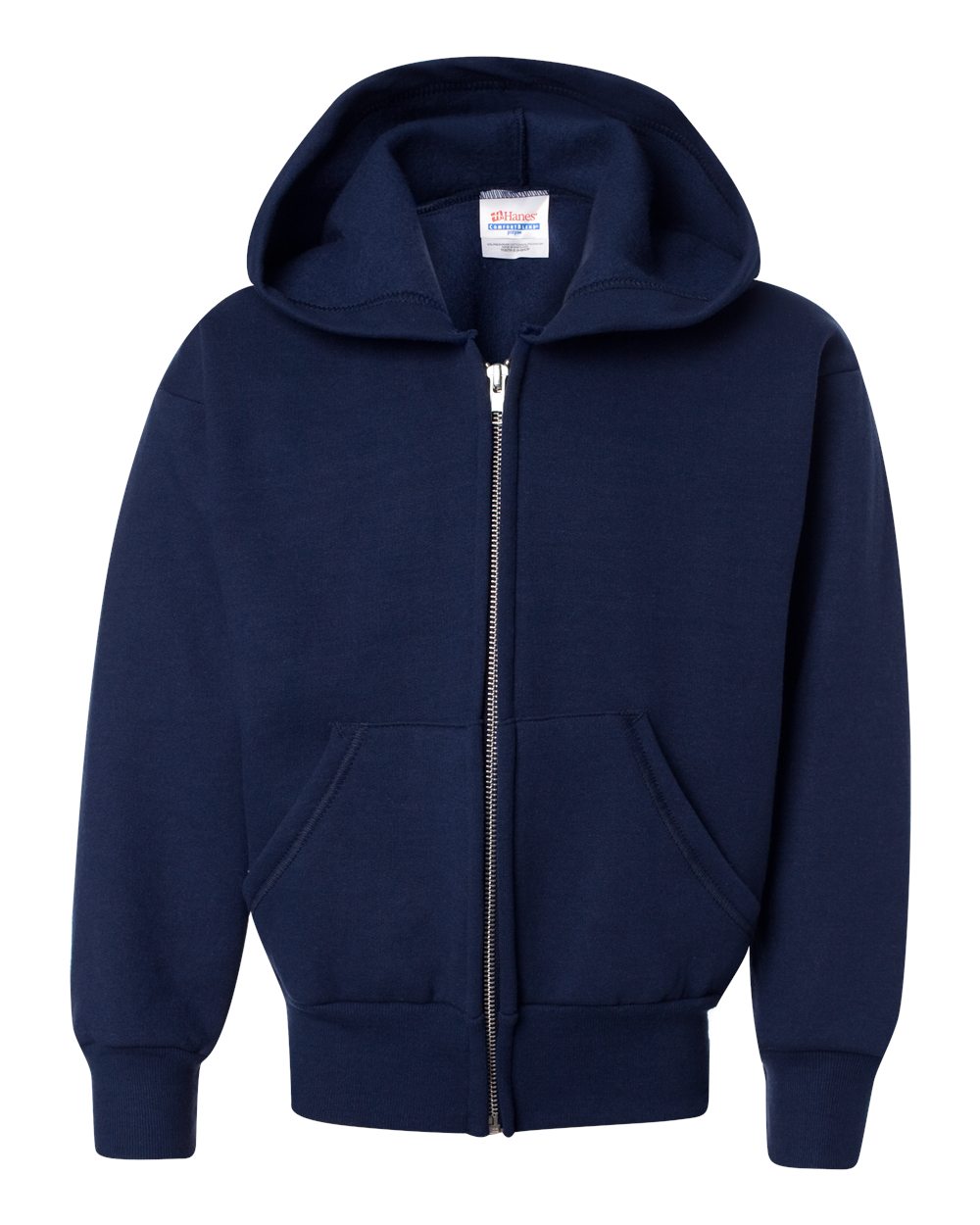 Hanes Youth EcoSmart® Full-Zip Hooded Sweatshirt. P480 - Navy