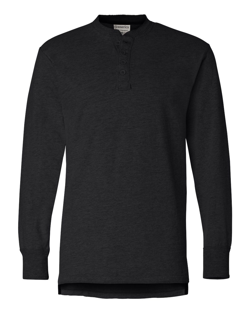 J. America Men's Vintage Brushed Jersey Henley. 8244 - Black