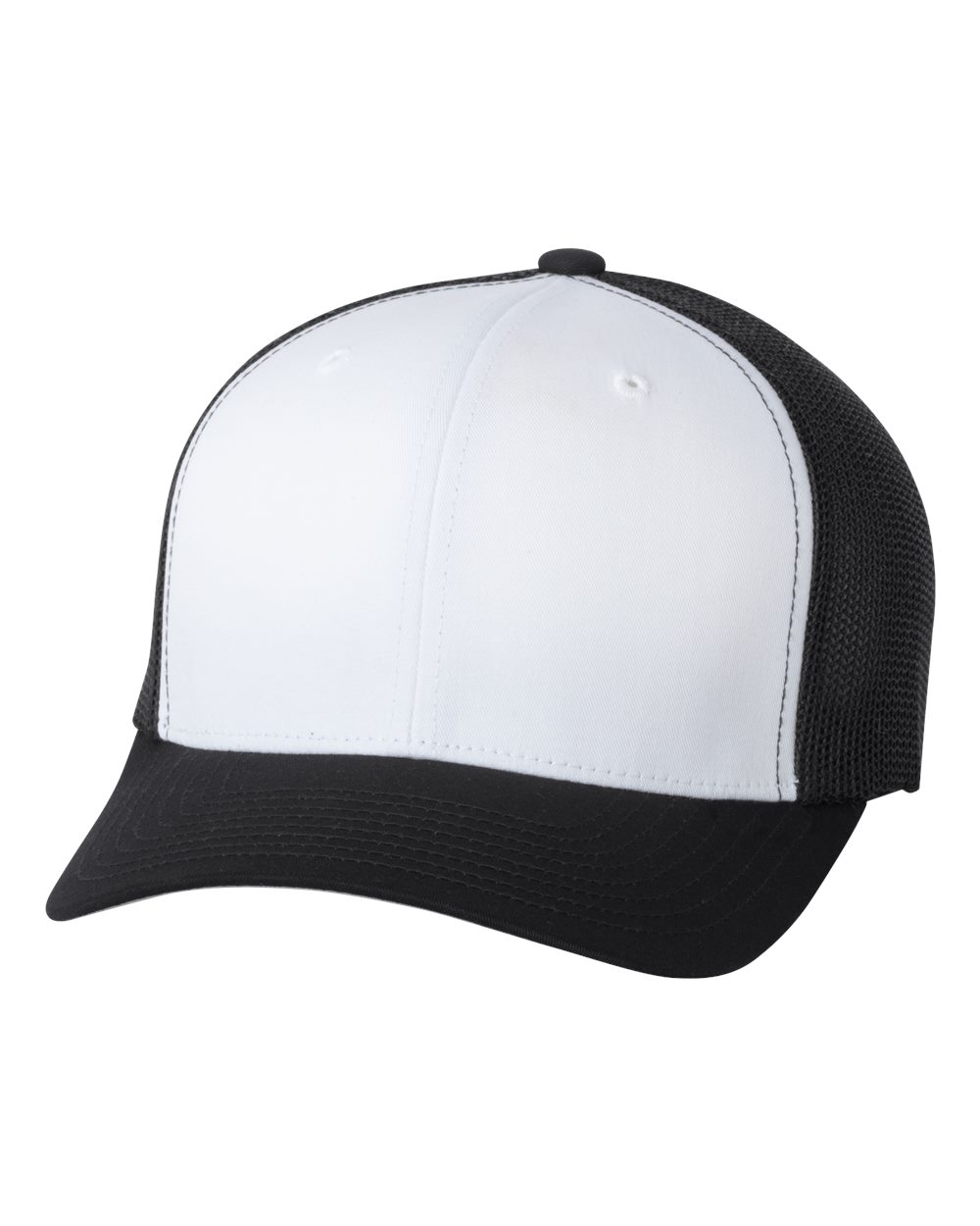 Flexfit Trucker Cap. 6511 - Black/ White/ Black