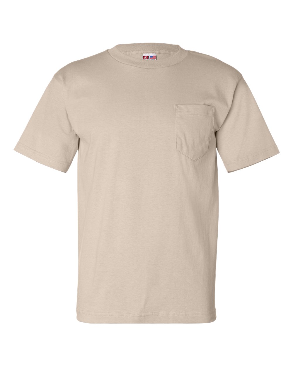 Bayside Unisex USA-Made Pocket T-Shirt. 7100 - Sand