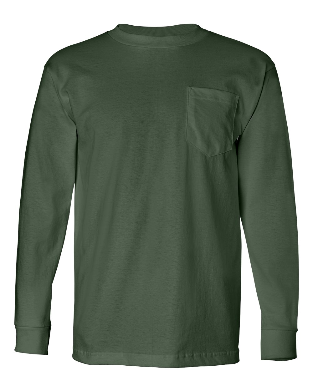 Bayside Unisex USA-Made Long Sleeve Pocket T-Shirt. 8100 - Forest Green
