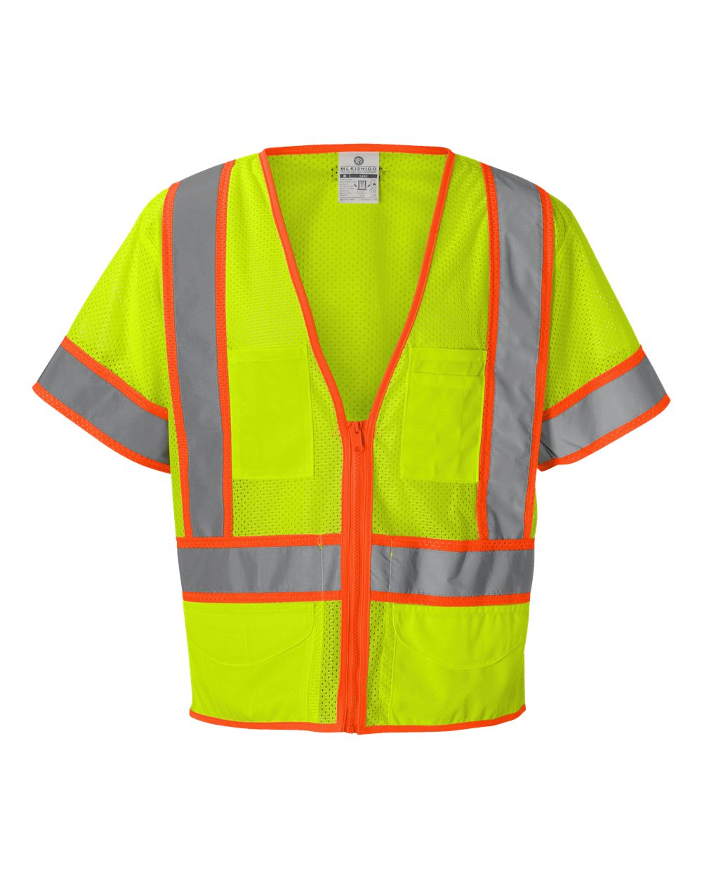 Kishigo Unisex Ultra-Cool™ Six-Pocket Mesh Surveyor’s Vest. 1242-1243 - Lime