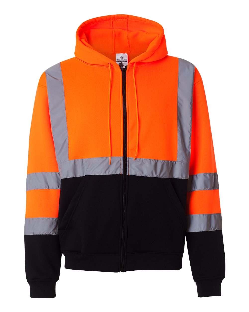 Kishigo Unisex Hi-Vis Full-Zip Hooded Sweatshirt. JS102-103 - Orange